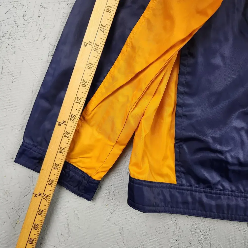 Adidas Jacket Mens Large Blue Yellow Windbreaker Track Nylon 3 Stripes Full Zip